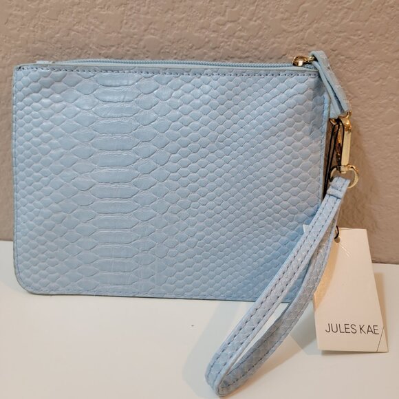Jules Kae Snake-Embossed Blue Wristlet Clutch • NWT - Picture 8 of 8